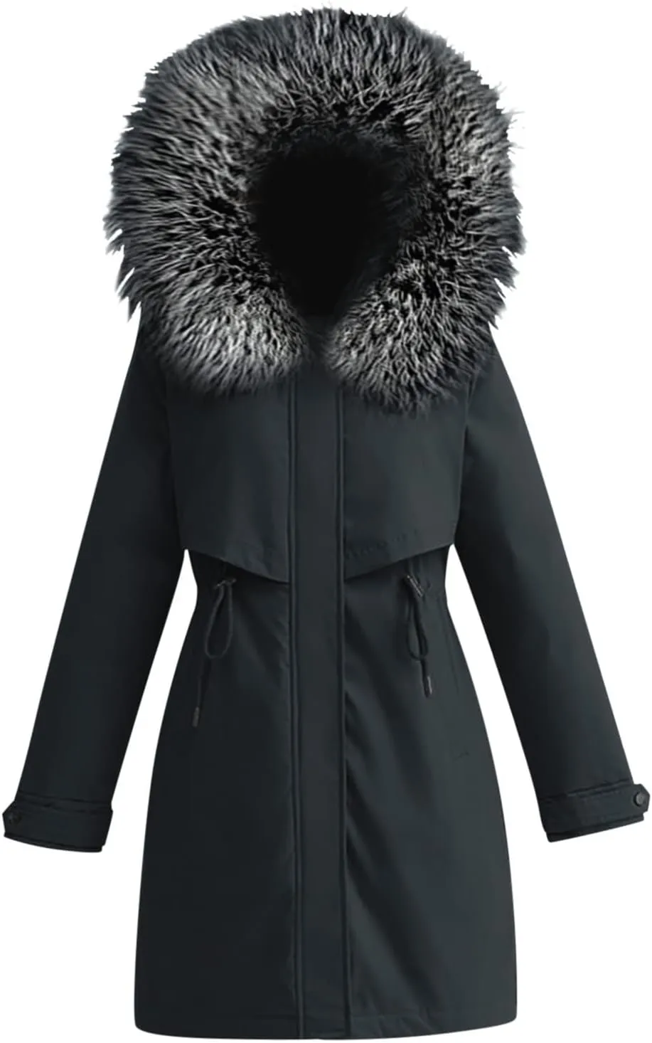 Ski Jackets for Women Winter Down Coats with Hood Tunic Drawstring Thicken Puffer Parkas Mid Long Jacket Anoraks