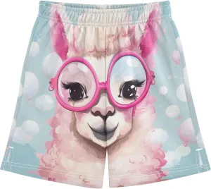 SPRIPORT Alpaca Sheeps Boy's Lightweight Casual Shorts Summer Athletic Shorts with Pockets for Camping Hiking Outdoor