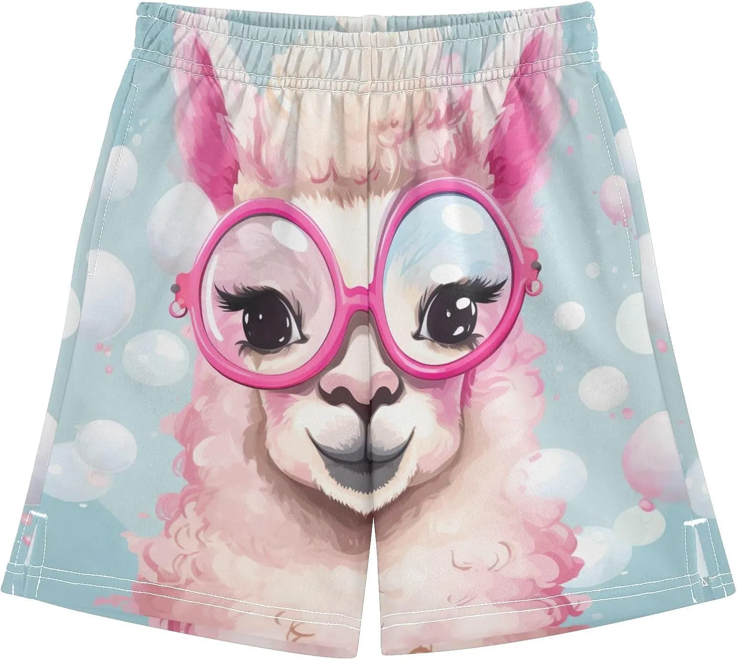 SPRIPORT Alpaca Sheeps Boy's Lightweight Casual Shorts Summer Athletic Shorts with Pockets for Camping Hiking Outdoor