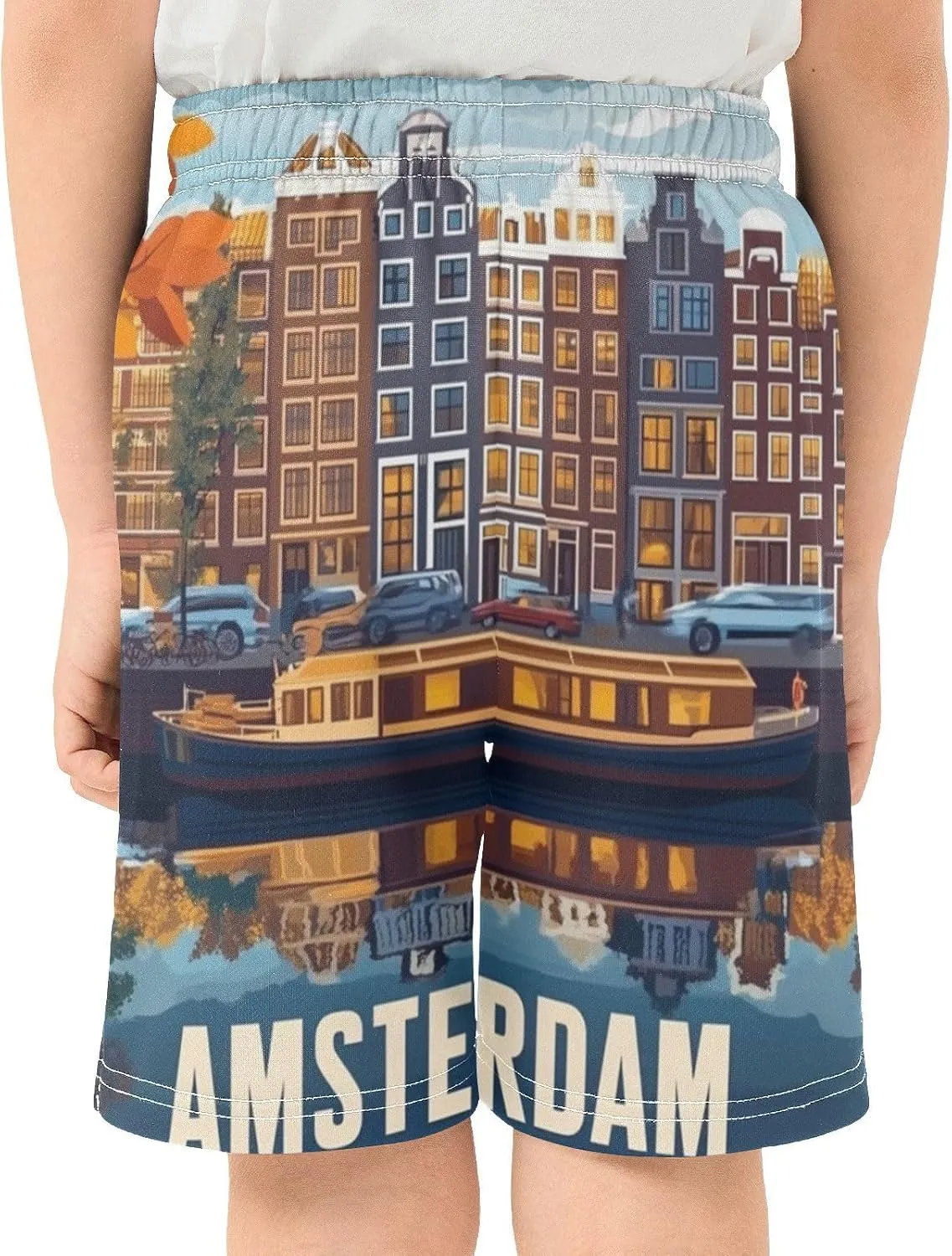 SPRIPORT Amsterdam Canal Boy's Lightweight Casual Shorts Summer Athletic Shorts with Pockets for Outdoor Hiking Camping