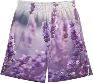 SPRIPORT Lavender Purple Boy's Lightweight Casual Shorts Summer Athletic Shorts with Pockets for Outdoor Hiking Camping