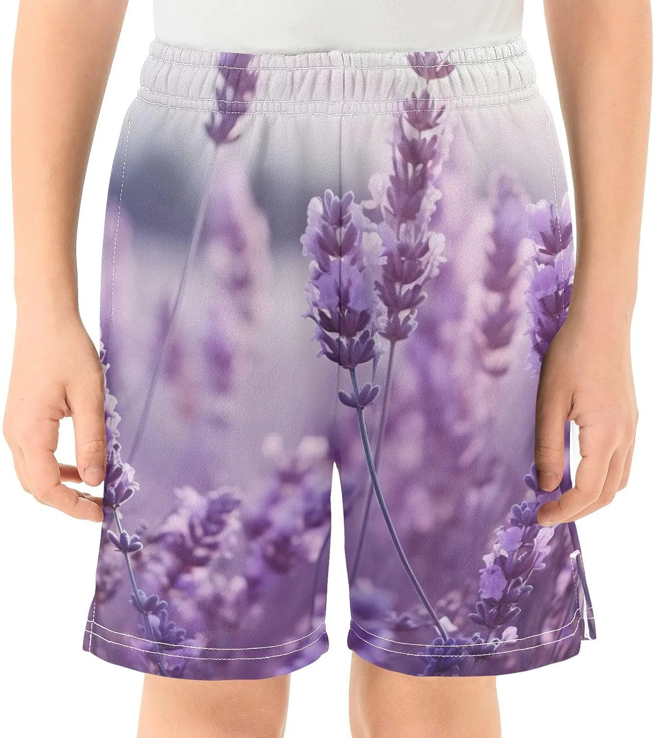 SPRIPORT Lavender Purple Boy's Lightweight Casual Shorts Summer Athletic Shorts with Pockets for Outdoor Hiking Camping