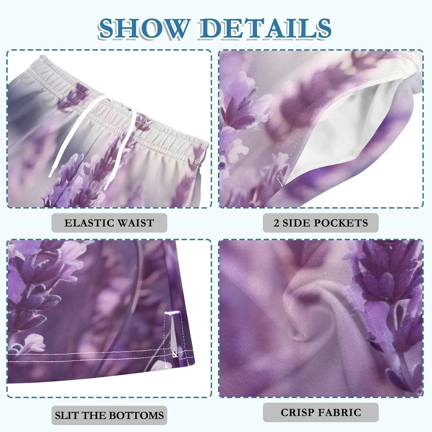 SPRIPORT Lavender Purple Boy's Lightweight Casual Shorts Summer Athletic Shorts with Pockets for Outdoor Hiking Camping
