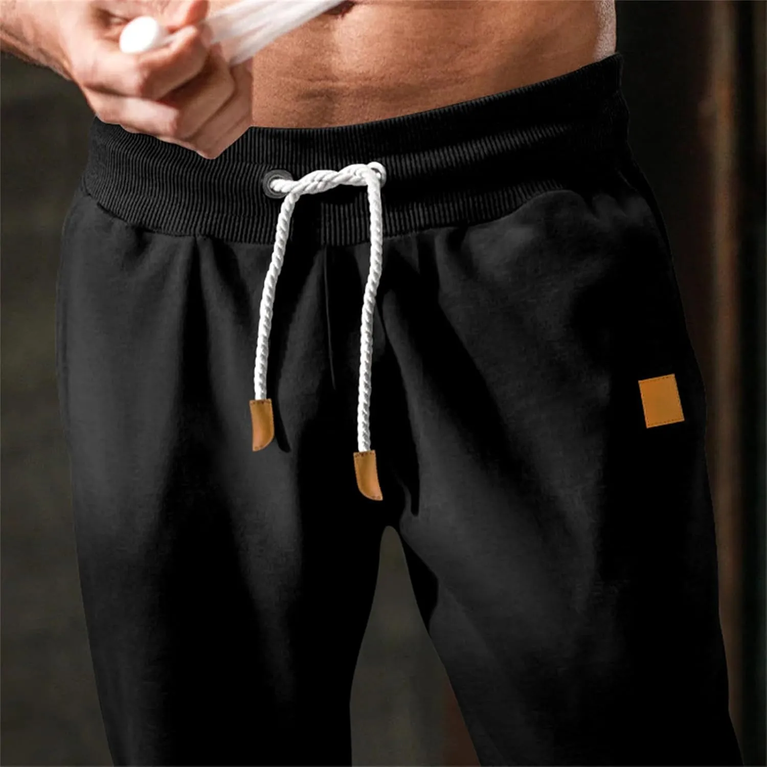 Sweatpants for Men Casual Lightweight Elastic Waist Loose Fit Joggers Pants Athletic Gym Trendy Cargo Trousers