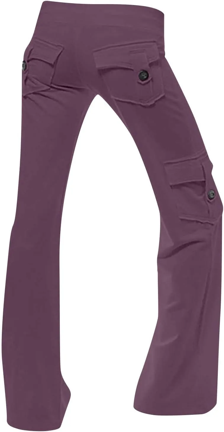 Sweatpants for Women Wide Leg Cargo Pants High Rise Yoga Leggings with Pockets Plus Size Y2K Drawstring Straight Leg Pants