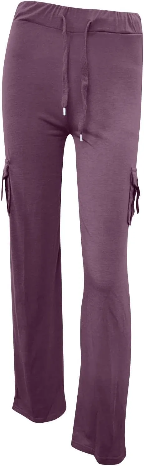 Sweatpants for Women Wide Leg Cargo Pants High Rise Yoga Leggings with Pockets Plus Size Y2K Drawstring Straight Leg Pants