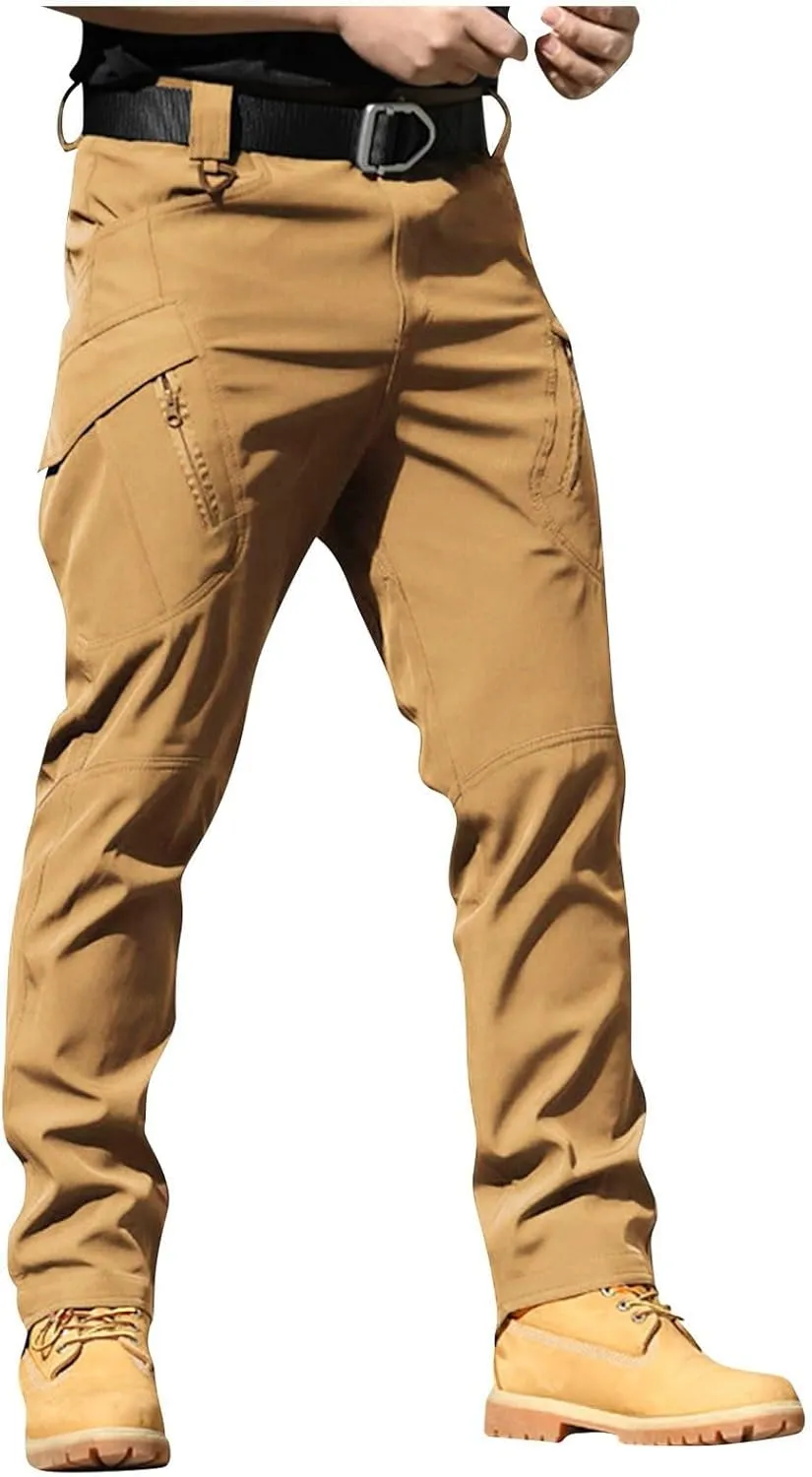 Tactical Pants for Men Military Stretchy Cargo Pants with Pockets Relaxed Fit Water Proof Elastic Waist Work Pants