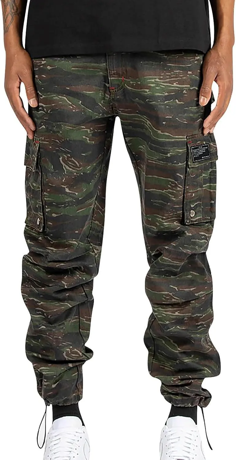 Tactical Pants for Men Water Resistant Baggy Cargo Work Pants Camo Combat Pant Big and Tall Hiking Pant Multi Pocket