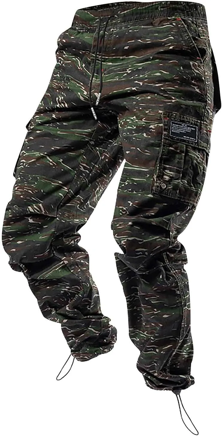 Tactical Pants for Men Water Resistant Baggy Cargo Work Pants Camo Combat Pant Big and Tall Hiking Pant Multi Pocket