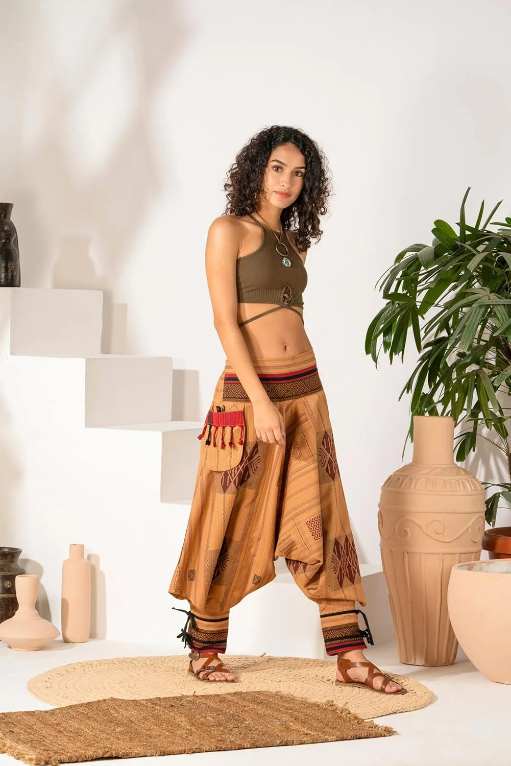 The Veshti Company Women's Printed Summer Harem Pants, Cotton Boho Hippie Casusal Oversized Palazzo Joggers for Women