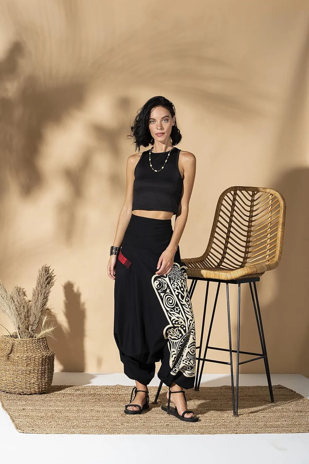 The Veshti Company Women's Printed Summer Harem Pants, Cotton Boho Hippie Casusal Oversized Palazzo Pant for Women