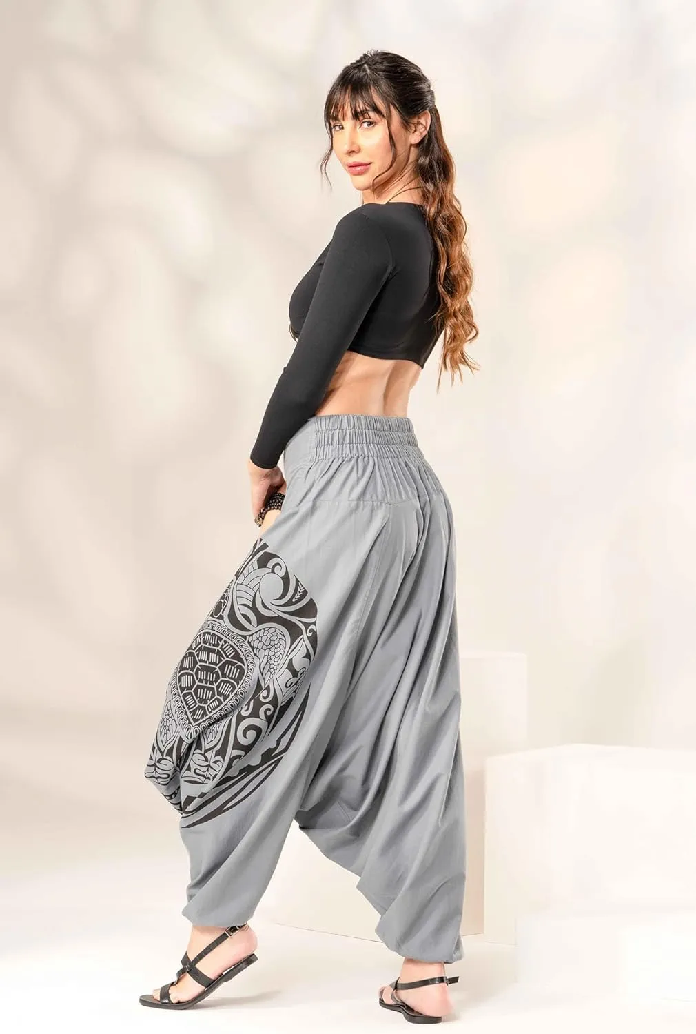 The Veshti Company Women's Printed Summer Harem Pants, Cotton Boho Hippie Casusal Oversized Palazzo Pant for Women