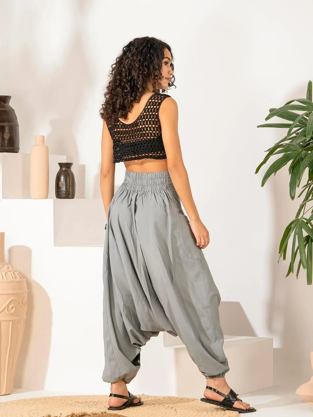 The Veshti Company Women's Printed Summer Harem Pants, Cotton Boho Hippie Casusal Oversized Palazzo Pant for Women