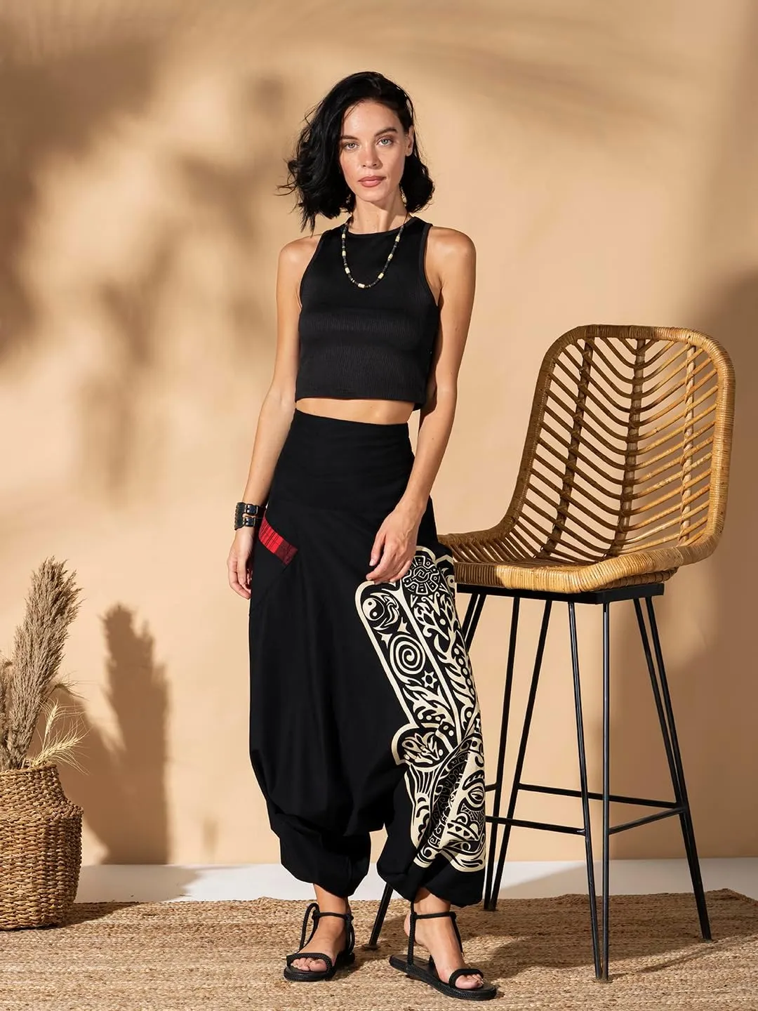 The Veshti Company Women's Printed Summer Harem Pants, Cotton Boho Hippie Casusal Oversized Palazzo Pant for Women