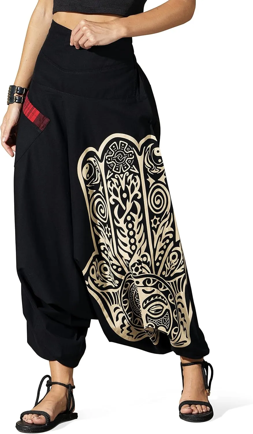 The Veshti Company Women's Printed Summer Harem Pants, Cotton Boho Hippie Casusal Oversized Palazzo Pant for Women