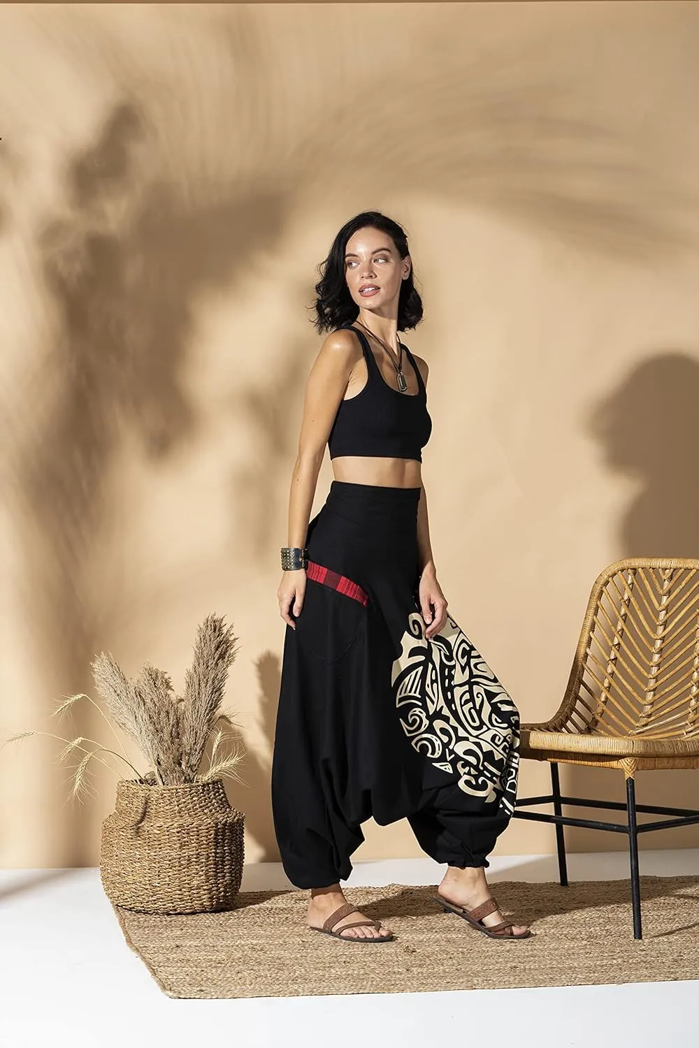 The Veshti Company Women's Printed Summer Harem Pants, Cotton Boho Hippie Casusal Oversized Palazzo Pant for Women