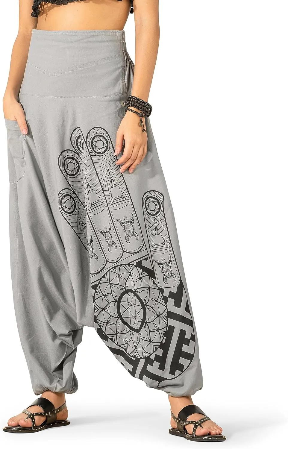 The Veshti Company Women's Printed Summer Harem Pants, Cotton Boho Hippie Casusal Oversized Palazzo Pant for Women