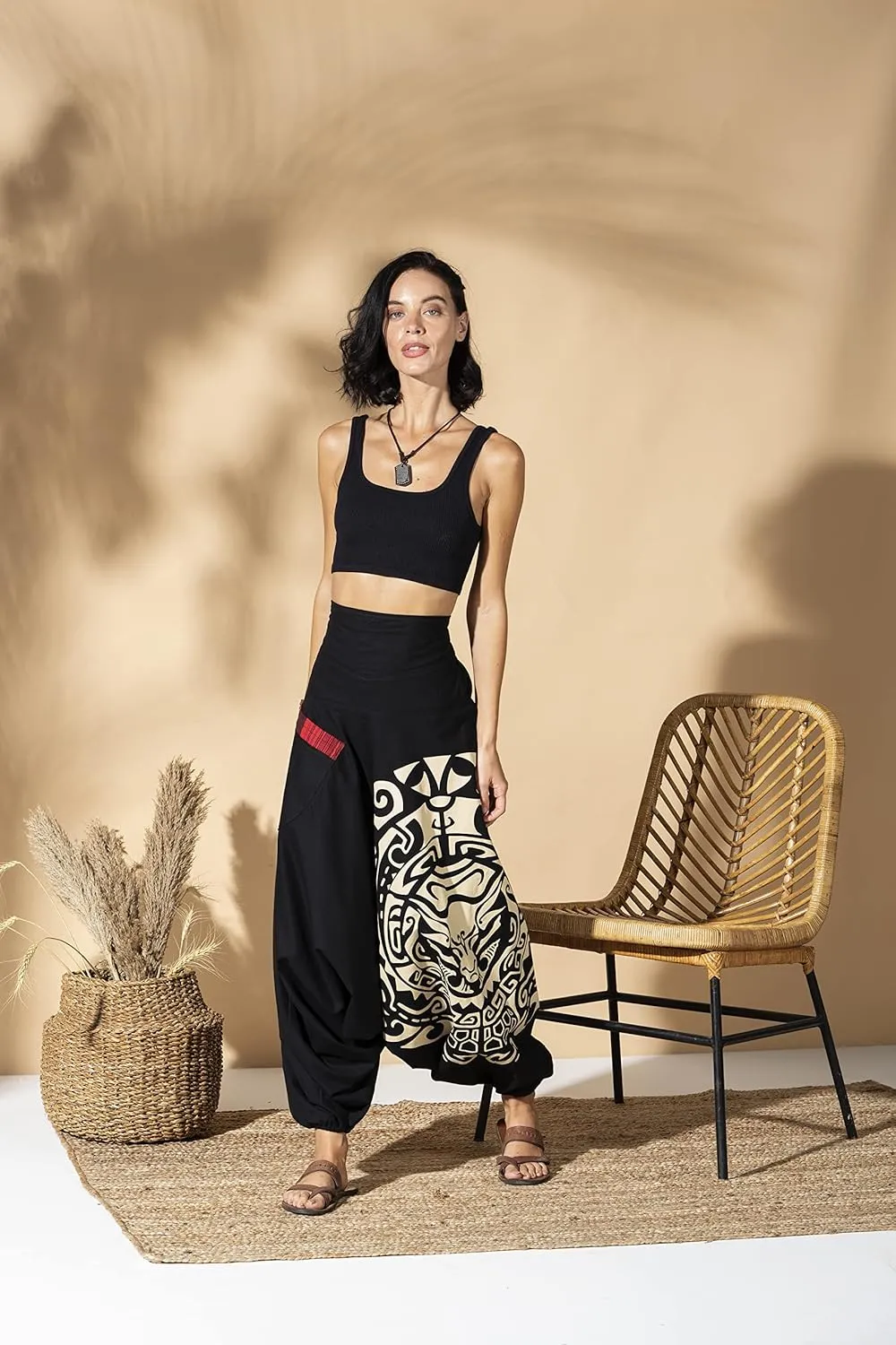 The Veshti Company Women's Printed Summer Harem Pants, Cotton Boho Hippie Casusal Oversized Palazzo Pant for Women