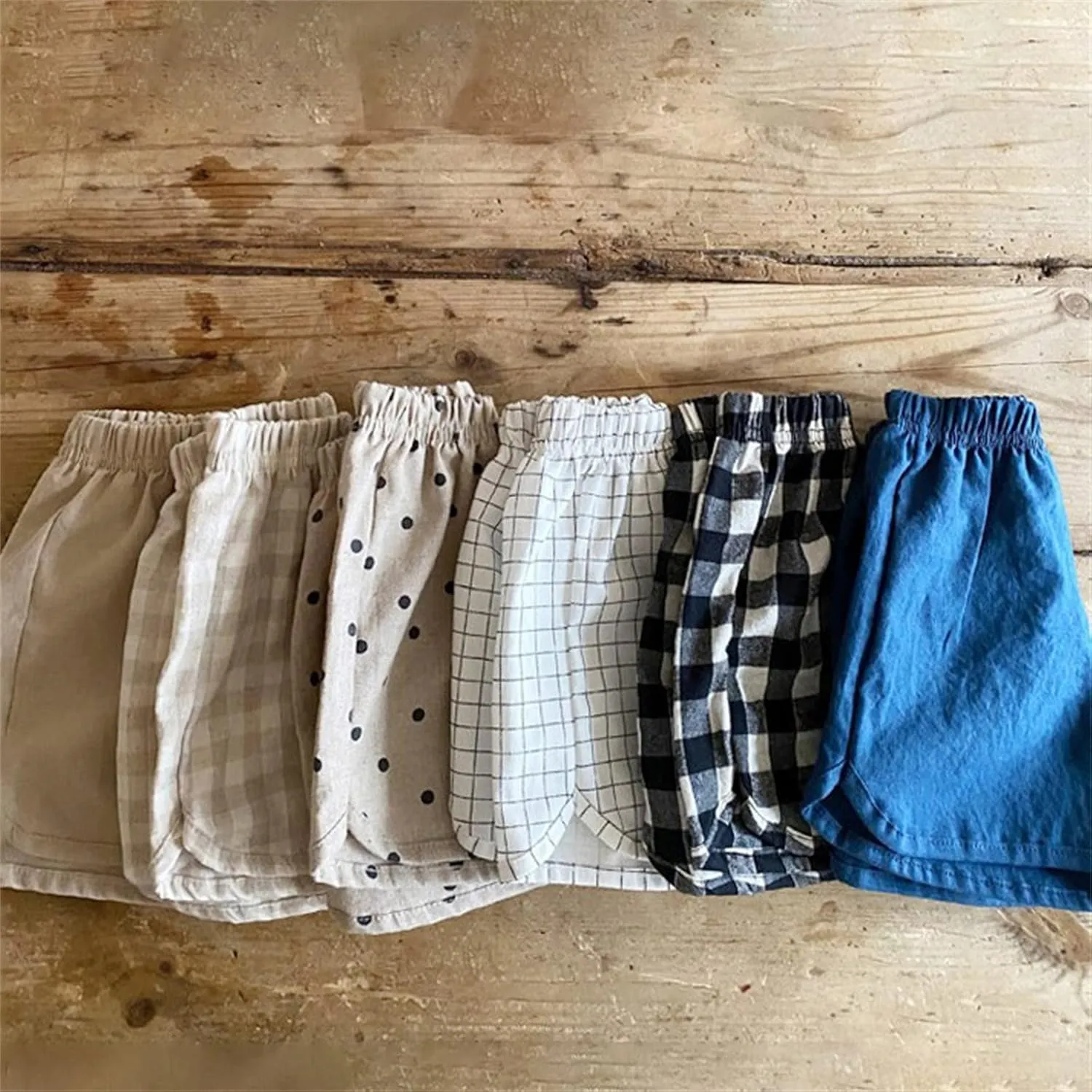 Toddler Boys Girls Shorts Cotton Linen Grid Summer Casual Shorts Kids Motion Short Pants Jogging Pants