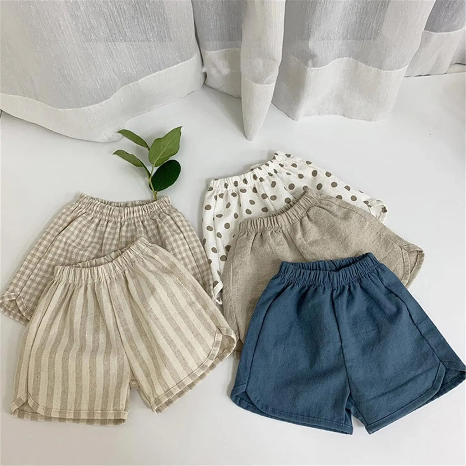 Toddler Boys Girls Shorts Cotton Linen Grid Summer Casual Shorts Kids Motion Short Pants Jogging Pants