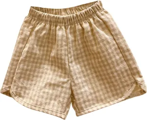 Toddler Boys Girls Shorts Cotton Linen Grid Summer Casual Shorts Kids Motion Short Pants Jogging Pants