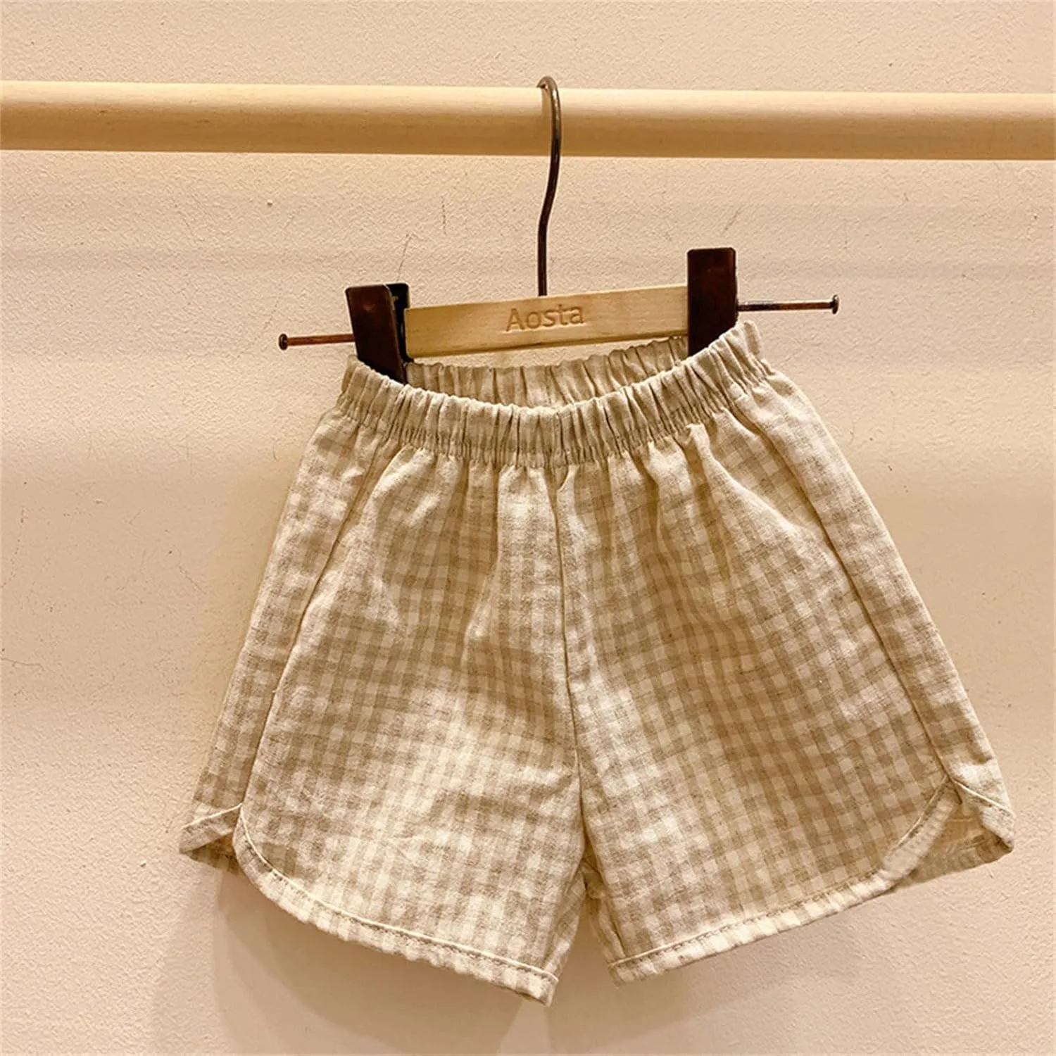 Toddler Boys Girls Shorts Cotton Linen Grid Summer Casual Shorts Kids Motion Short Pants Jogging Pants