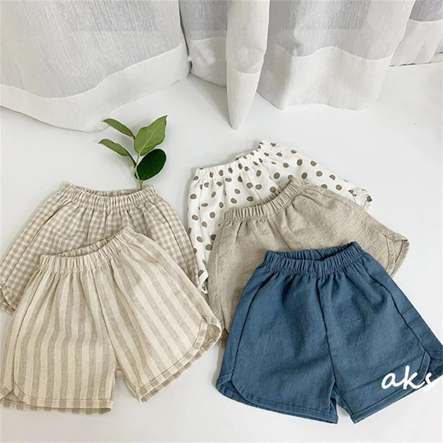 Toddler Boys Girls Shorts Cotton Linen Grid Summer Casual Shorts Kids Motion Short Pants Jogging Pants
