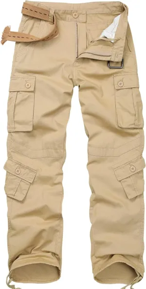 TRGPSG Men's Wild Cargo Pants, Camo Pants Cotton Casual Work Hiking Pants with 8 Pockets