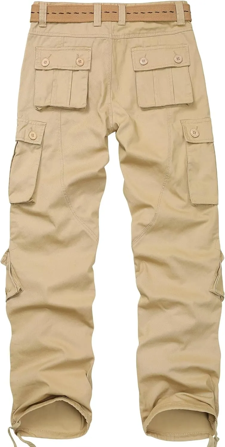 TRGPSG Men's Wild Cargo Pants, Camo Pants Cotton Casual Work Hiking Pants with 8 Pockets