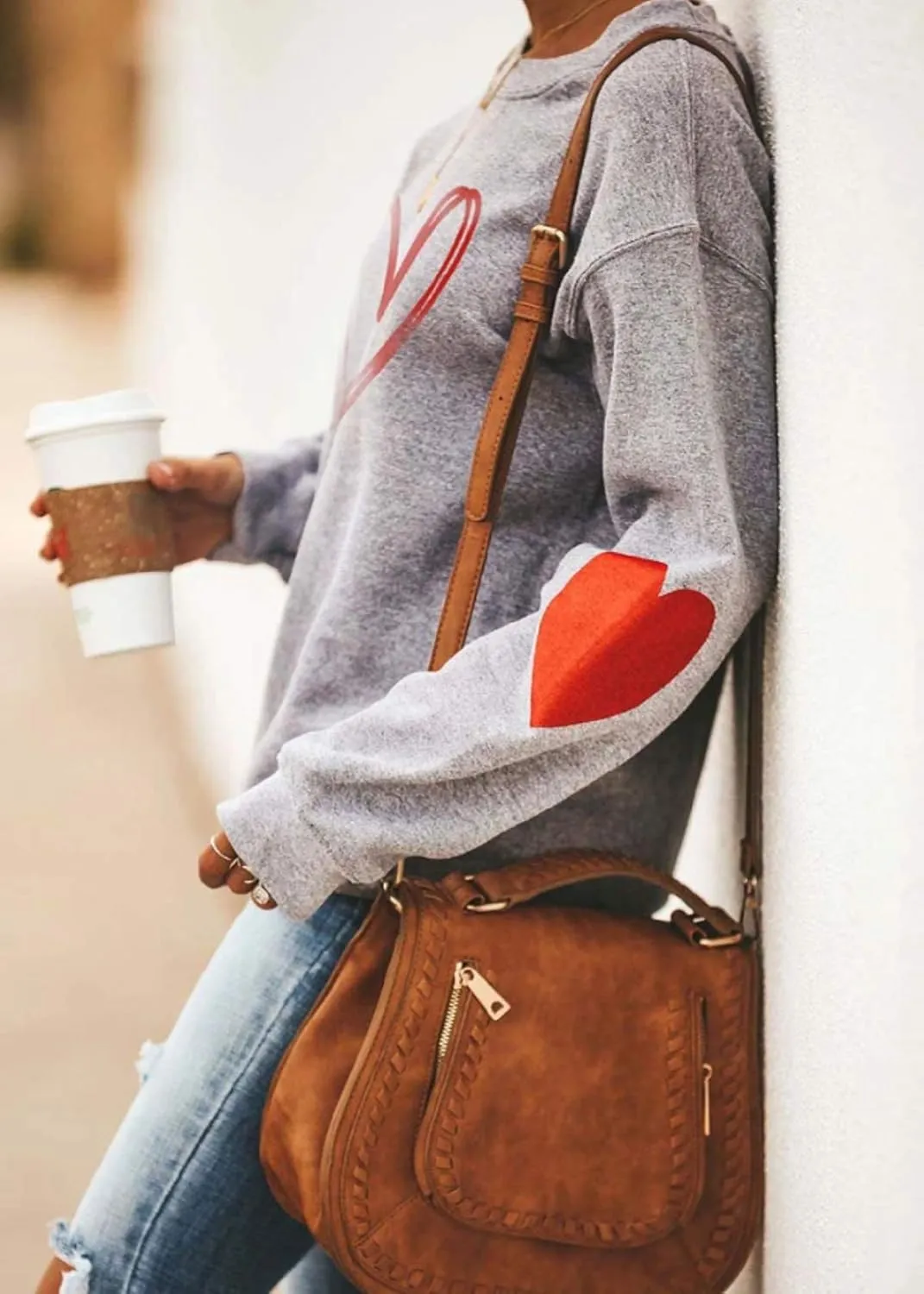 Valentine's Day Long Sleeve Sweatshirts Women Love Heart Print Graphic Shirts Pullover Tops Casual Blouse