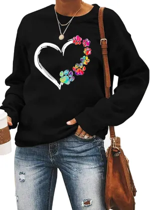 Valentine's Day Long Sleeve Sweatshirts Women Love Heart Print Graphic Shirts Pullover Tops Casual Blouse