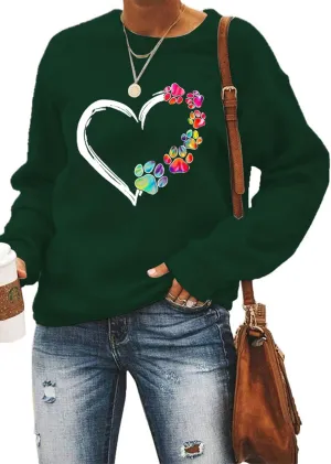Valentine's Day Long Sleeve Sweatshirts Women Love Heart Print Graphic Shirts Pullover Tops Casual Blouse