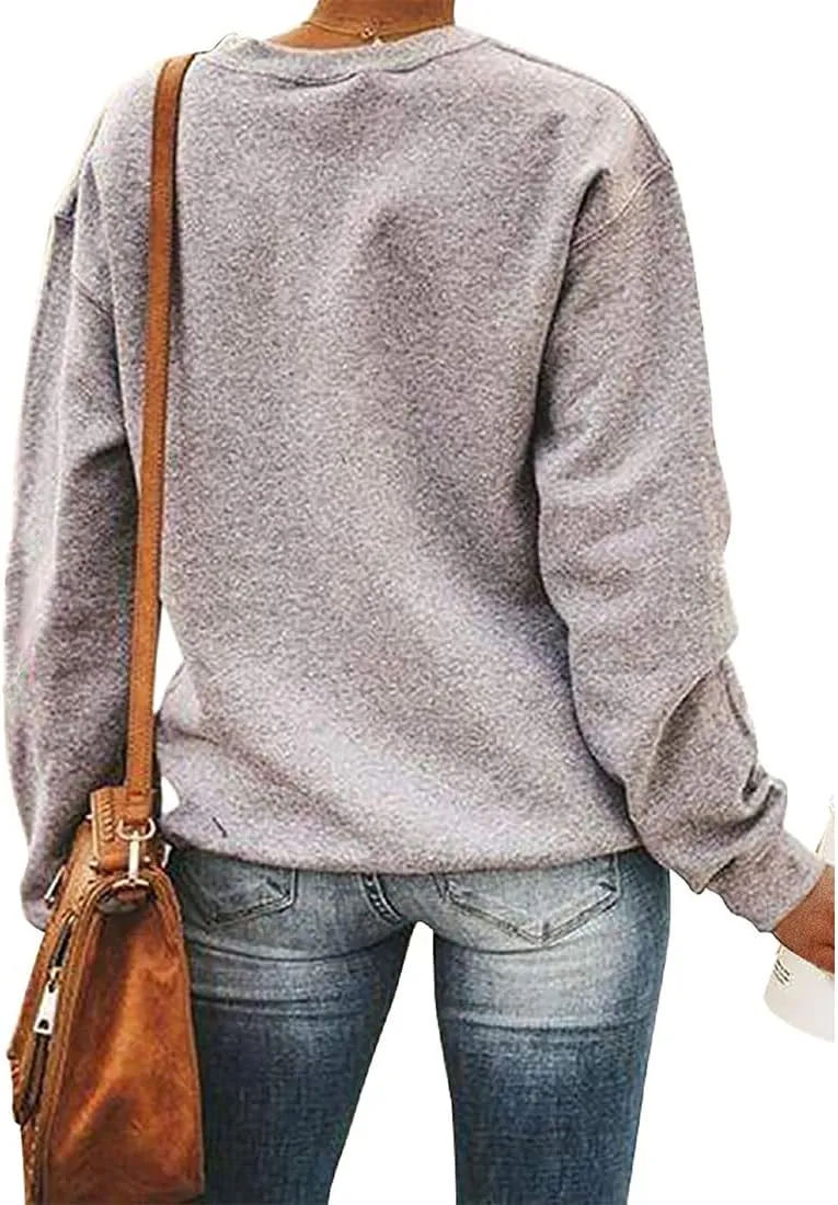 Valentine's Day Long Sleeve Sweatshirts Women Love Heart Print Graphic Shirts Pullover Tops Casual Blouse