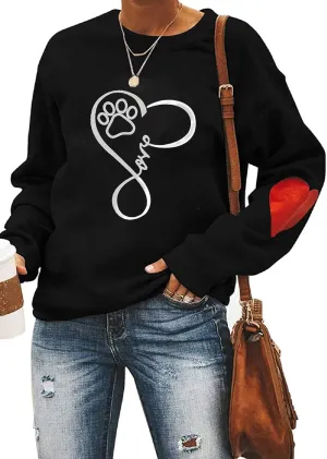 Valentine's Day Long Sleeve Sweatshirts Women Love Heart Print Graphic Shirts Pullover Tops Casual Blouse