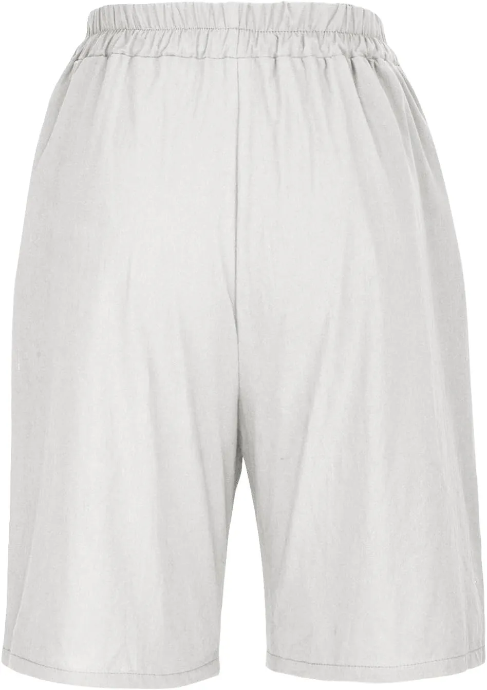 Wide Leg Cotton Linen Shorts for Women High Waisted Comfy Bermuda Shorts Casual Loose Knee Length Pants with Pockets