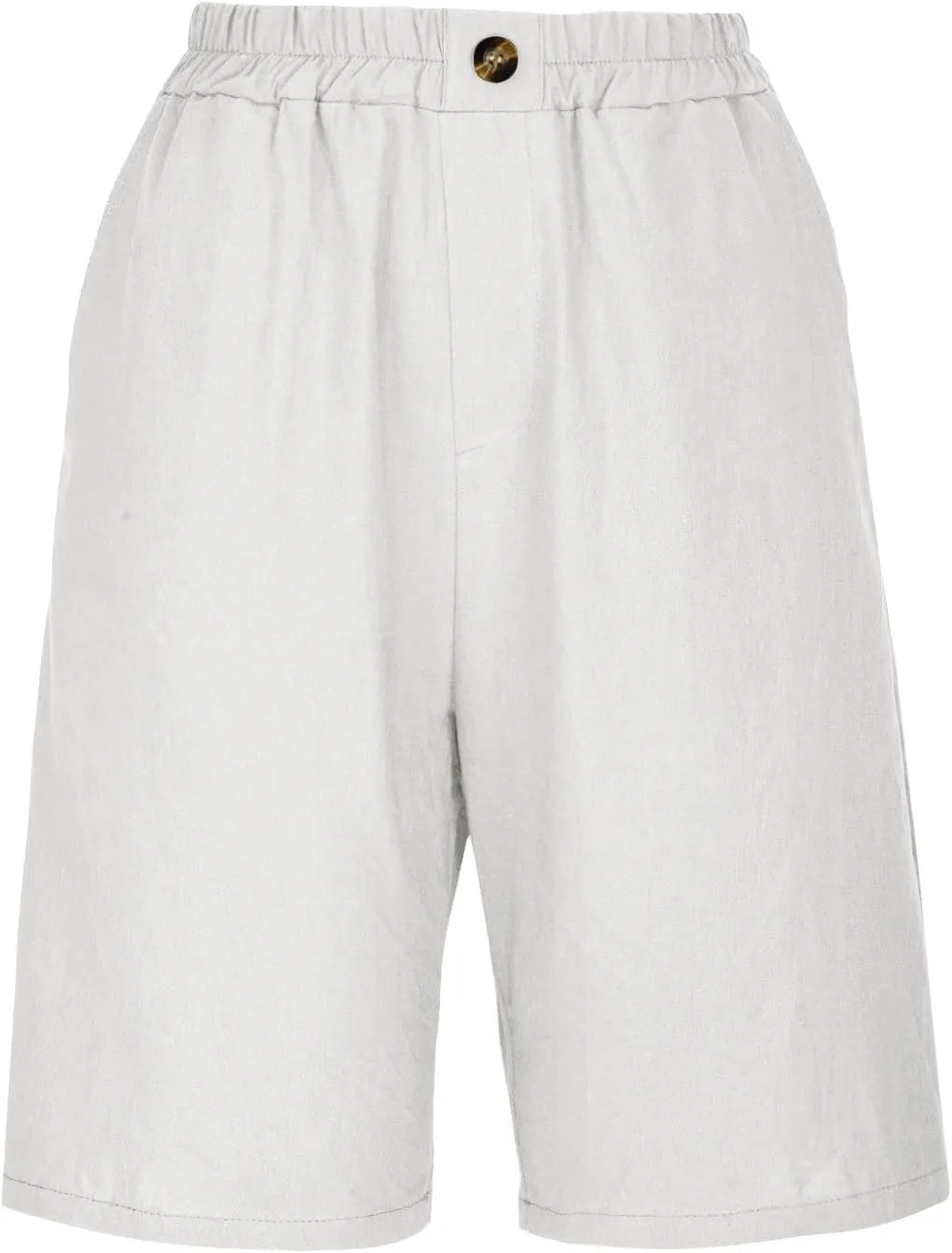 Wide Leg Cotton Linen Shorts for Women High Waisted Comfy Bermuda Shorts Casual Loose Knee Length Pants with Pockets