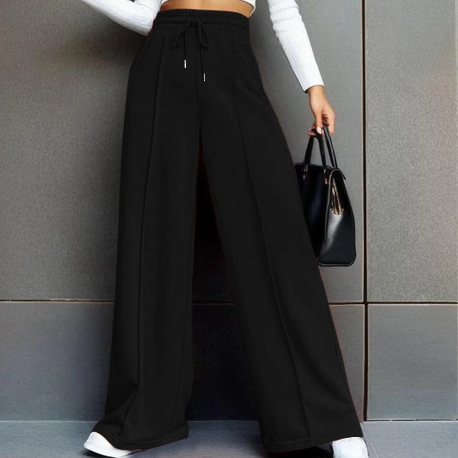 Wide Leg Sweatpants Women 2025 High Waisted Casual Loose Drawstring Sports Athletic Baggy Lounge Pants with Pockets