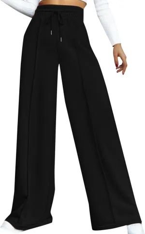 Wide Leg Sweatpants Women 2025 High Waisted Casual Loose Drawstring Sports Athletic Baggy Lounge Pants with Pockets