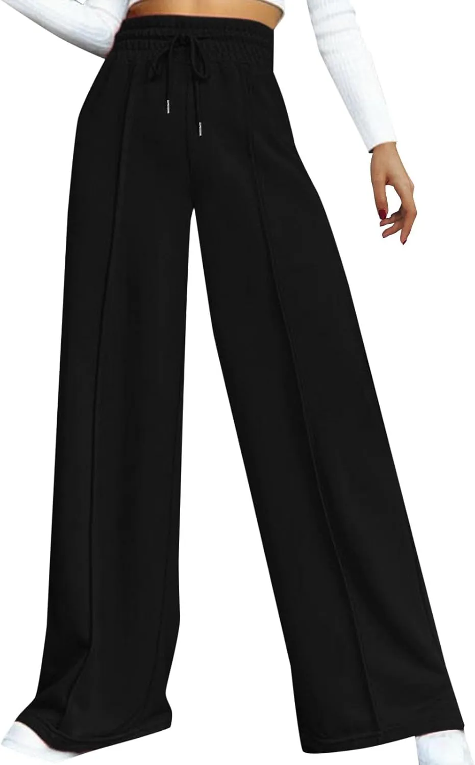 Wide Leg Sweatpants Women 2025 High Waisted Casual Loose Drawstring Sports Athletic Baggy Lounge Pants with Pockets