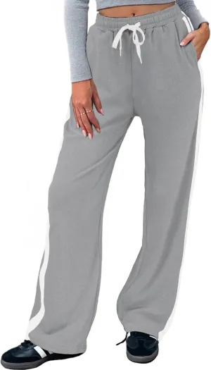 Wide Leg Sweatpants Women Lightweight Track Pants, Drawstring Straight Leg Casual Baggy Sweats for Lounge Yoga