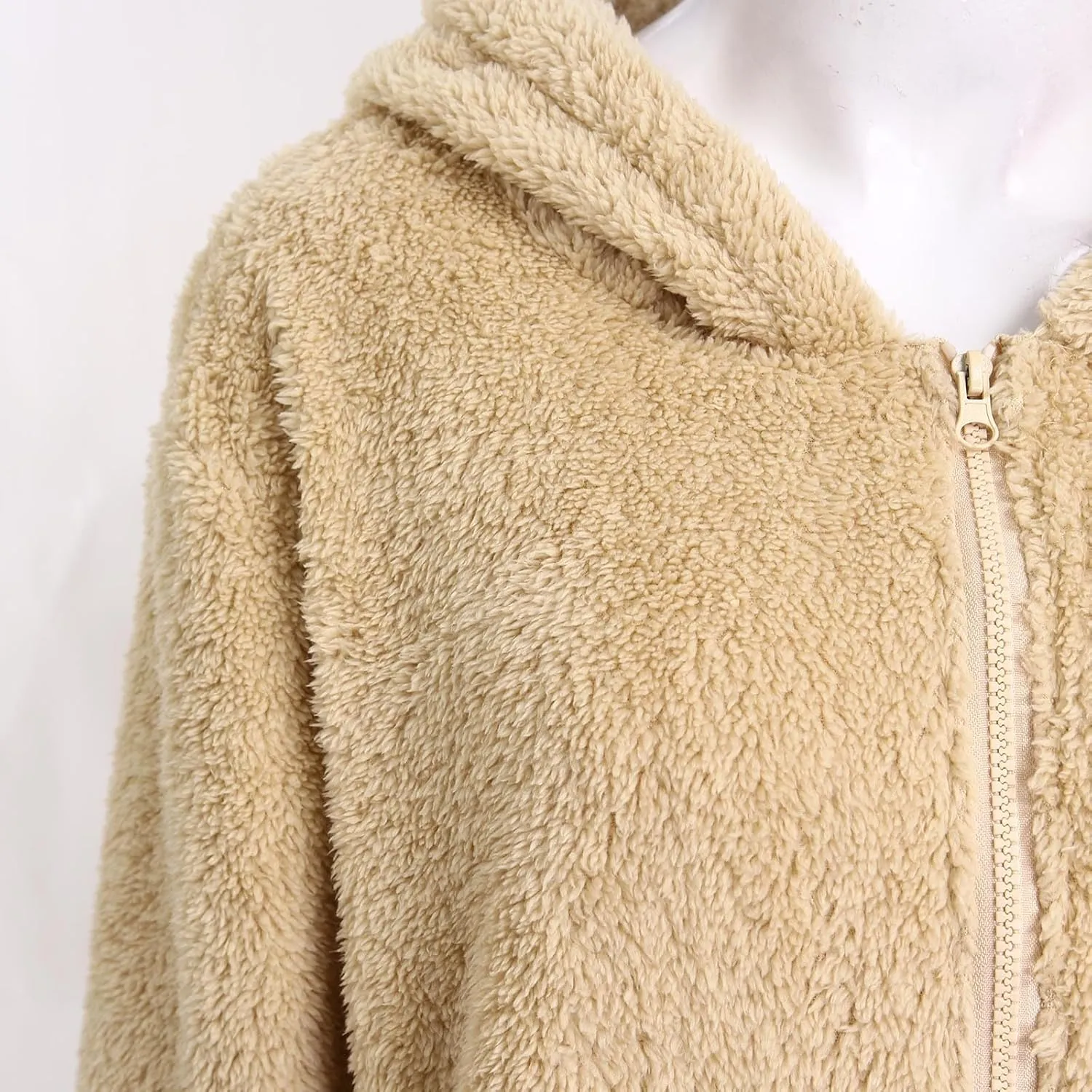 Women 2024 Winter Coat Warm Oversized Jackets Fuzzy Fleece Zip Up Hoodies Long Outerwear Pockets Plus Size Overcoats