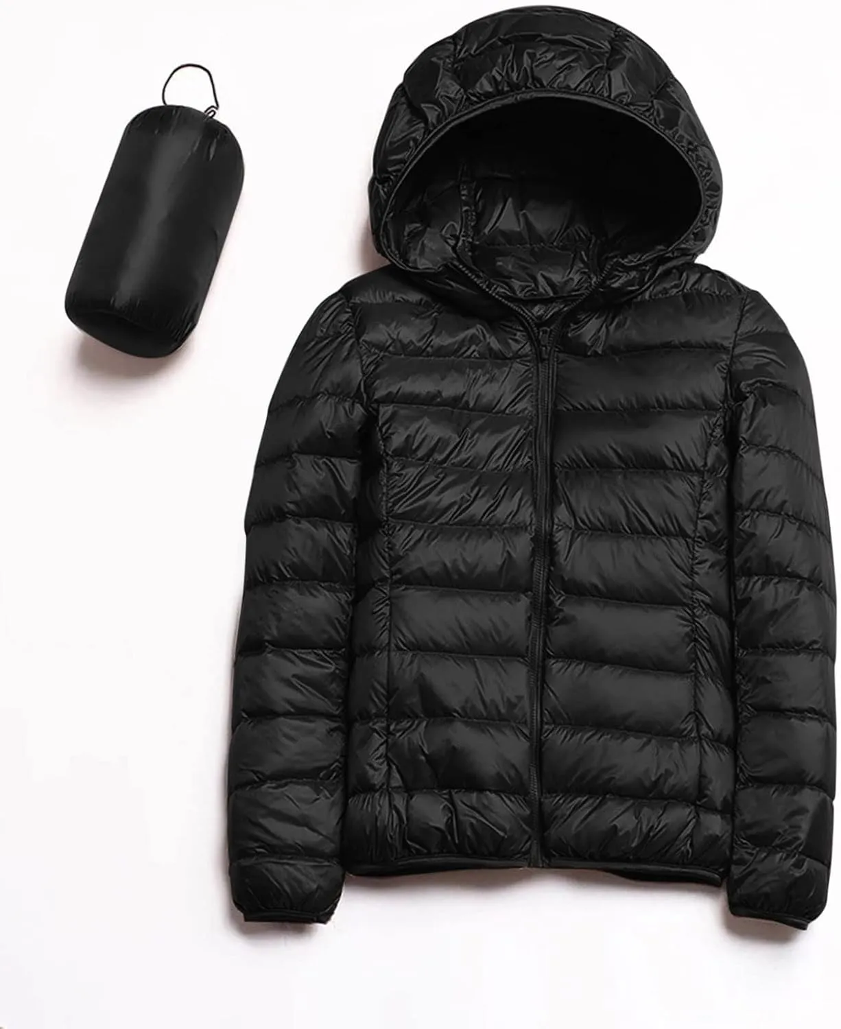 Women Down Puffer Jacket Hooded Lightweight Packable Quilted Travel Puffer Coat Comfy Winter Warm Down Jacket Outwear