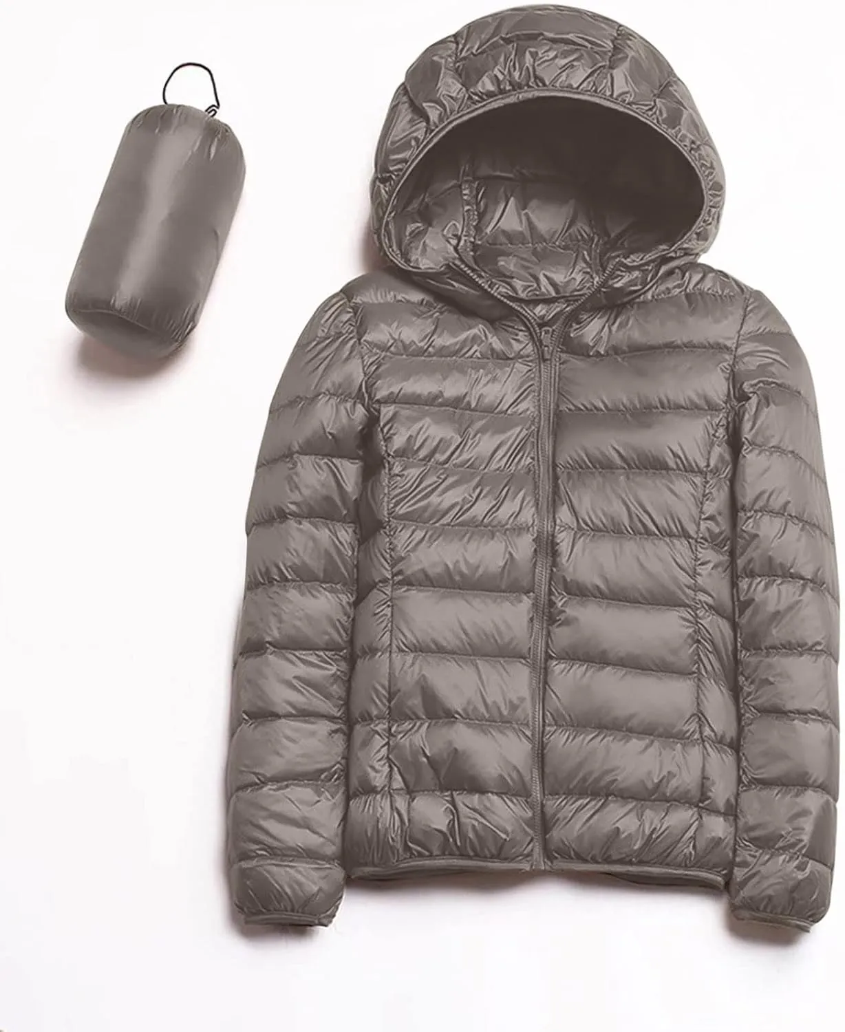 Women Down Puffer Jacket Hooded Lightweight Packable Quilted Travel Puffer Coat Comfy Winter Warm Down Jacket Outwear
