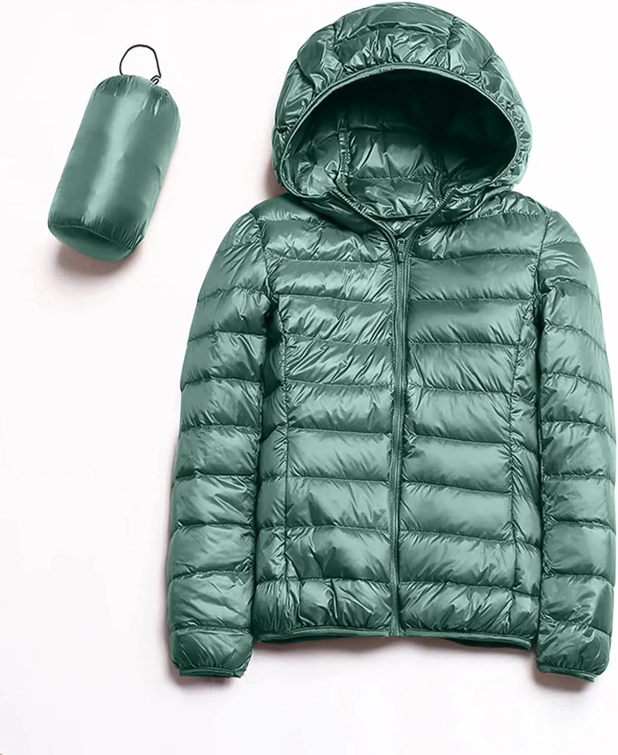 Women Down Puffer Jacket Hooded Lightweight Packable Quilted Travel Puffer Coat Comfy Winter Warm Down Jacket Outwear