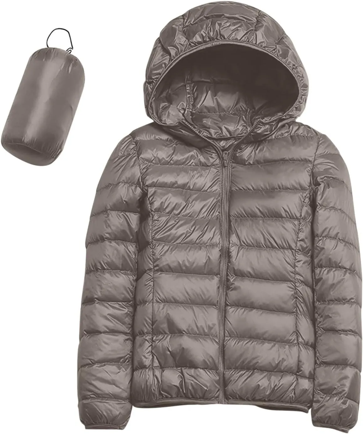 Women Down Puffer Jacket Hooded Lightweight Packable Quilted Travel Puffer Coat Comfy Winter Warm Down Jacket Outwear