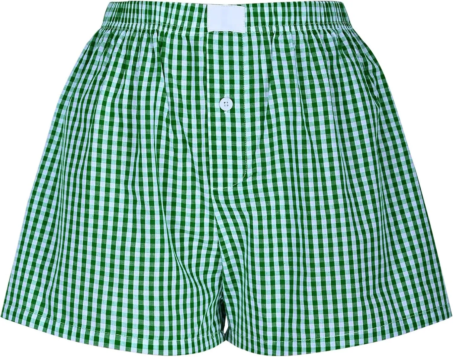 Women Fashion Plaid Print Casual Shorts, Summer Lightweight Comfy Beach Shorts High Waisted Breathable Baggy Clothes