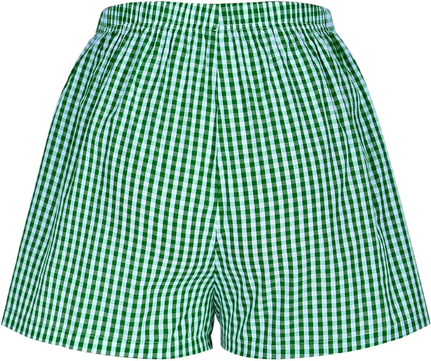Women Fashion Plaid Print Casual Shorts, Summer Lightweight Comfy Beach Shorts High Waisted Breathable Baggy Clothes