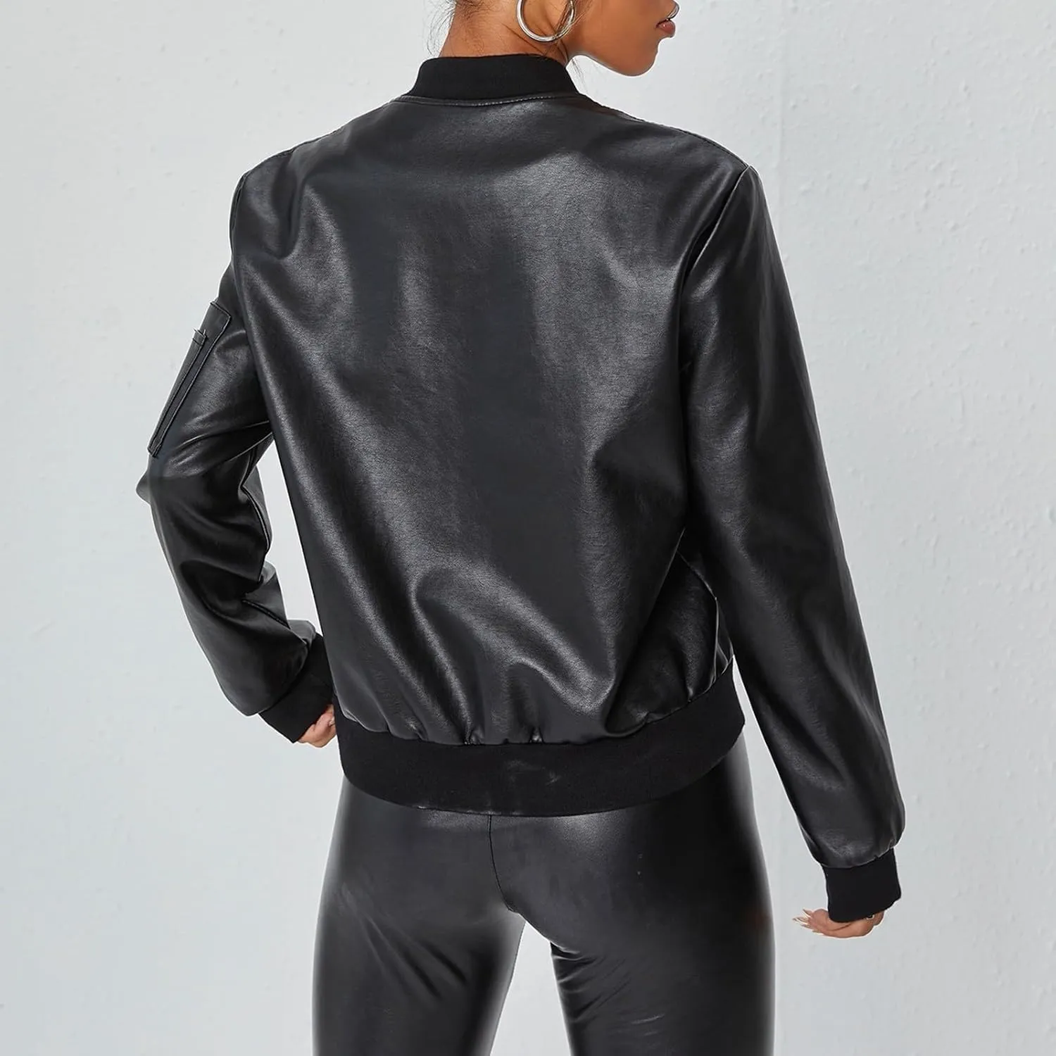 Women Faux Leather Jackets 2024 Winter Motorcycle Plus Size Moto Biker Coat Short Lightweight Fashion Cropped Outerwear