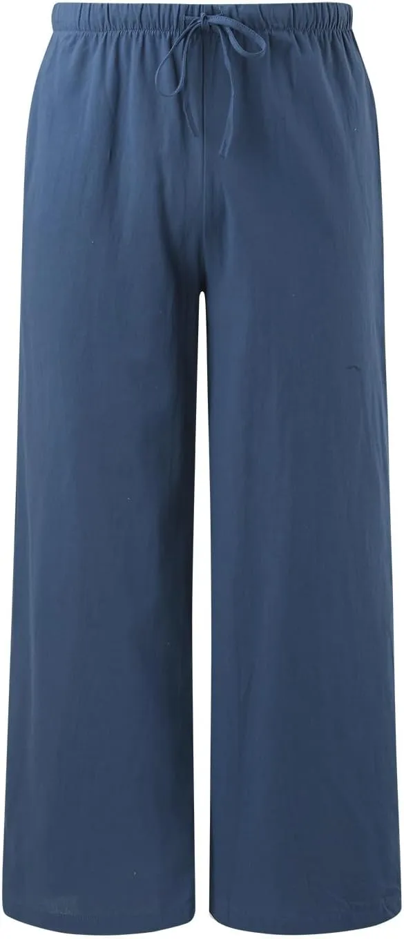 Women High Waisted Wide Leg Pants Fashion Drawstring Elastic Trousers Comfy Straight Leg Pants with Pockets