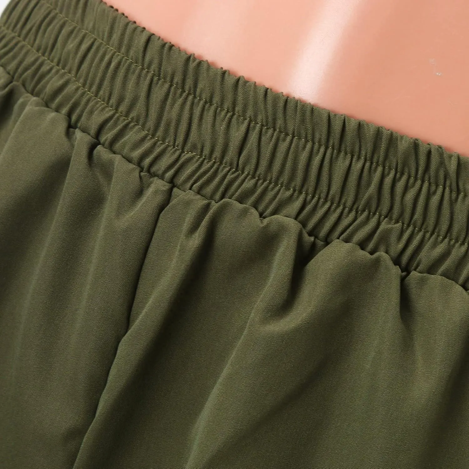 Women's Belt Less High Waisted Straight Leg Trousers Relaxed Style Casual Trousers Cargo Pants with Pockets